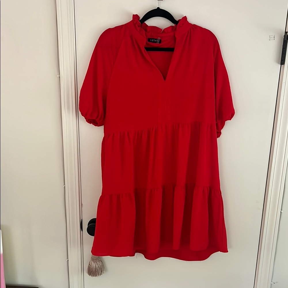 Vibrant Red Tiered Dress